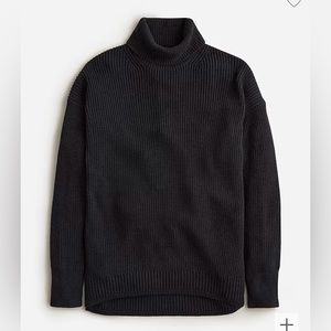 NWT J.Crew Cotton-blend ribbed turtleneck sweater black XS